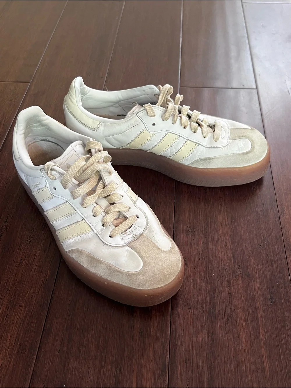 Samba adidas Cream White Tan Brown Low-Top Sneakers